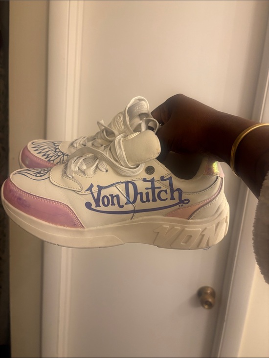 Von Dutch Shoes - Von Dutch White Sneakers with Pink and Blue Accents